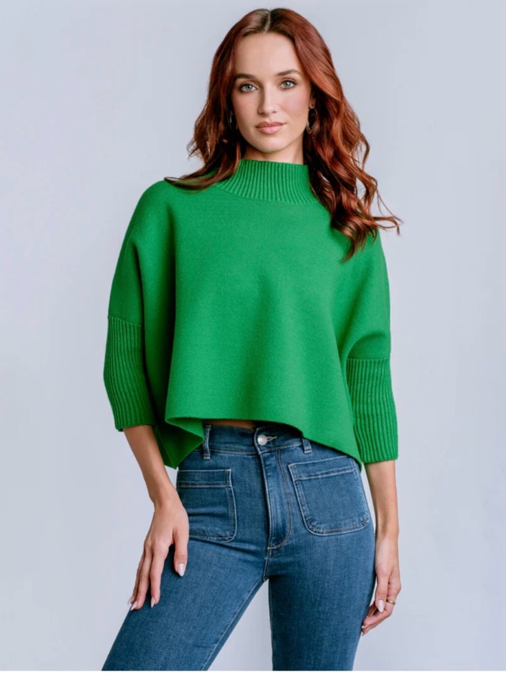 Kerisma Bright Green Boxy Mock Neck Sweater